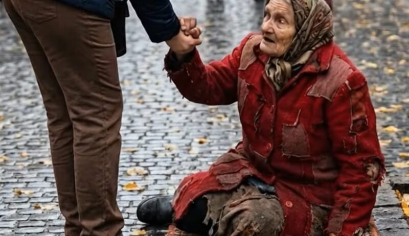 Жената оставяла на старицата по малко дребни пари всеки ден, но един ден, когато тя се навела да хвърли монета, старицата я хванала за ръката: „Ти направи толкова много добро за мен... не се прибирай вкъщи днес.“
